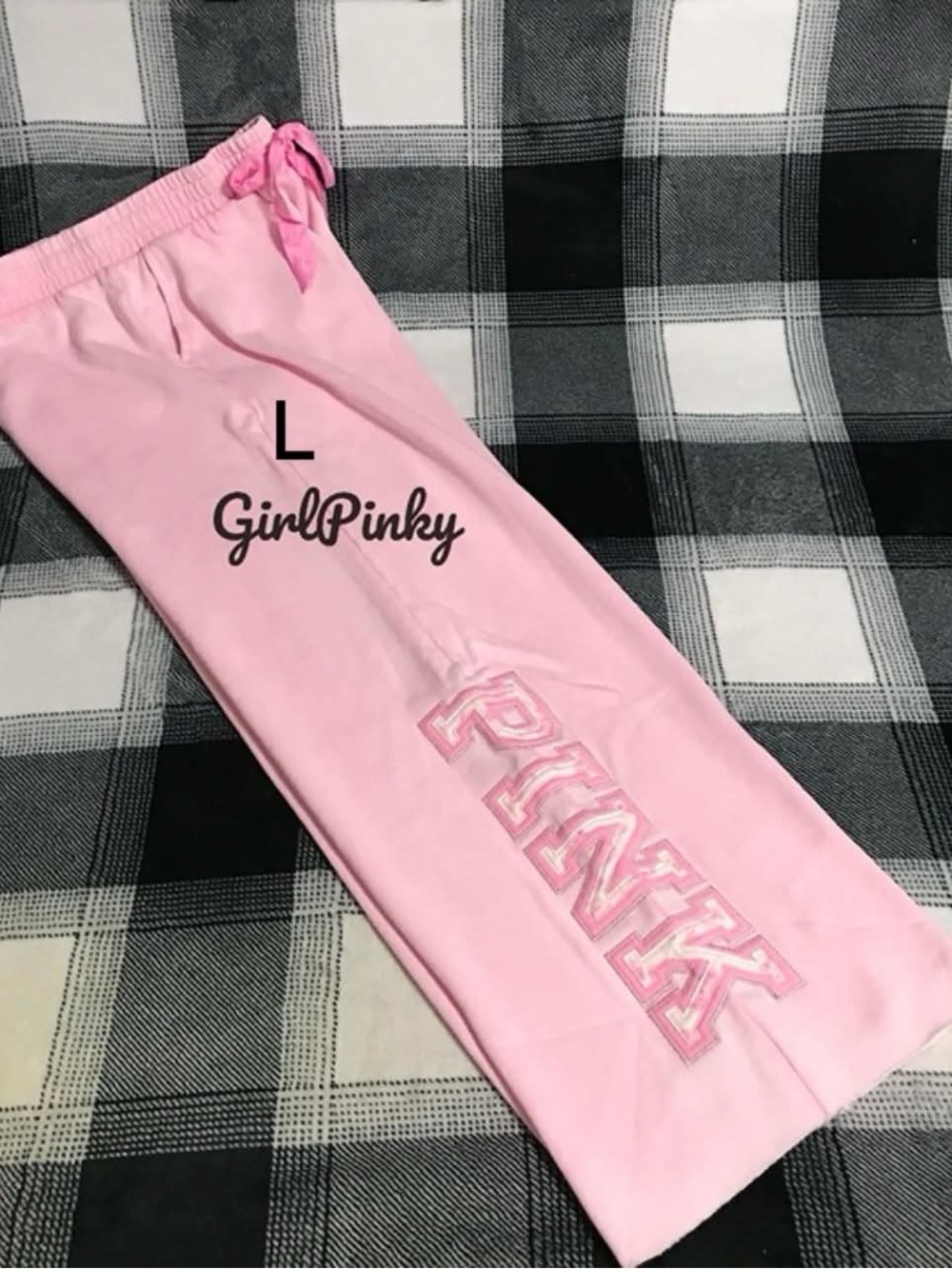 VS PINK x LoveShackFancy Wide Leg Sweatpants LIMITED EDITION PINK LOLLIPOP LARGE
